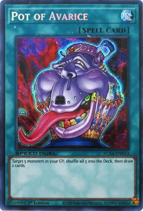 Pot of Avarice Secret Rare SGX4-END12 Yu-Gi-Oh card from Speed Duel GX: Midterm Destruction