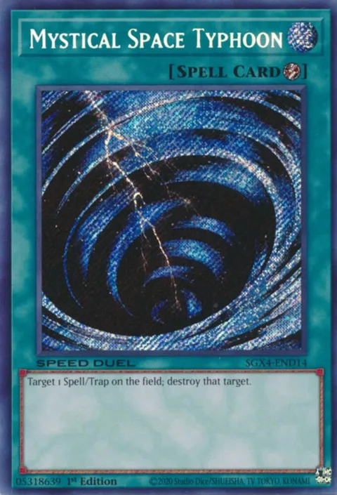 Mystical Space Typhoon Secret Rare SGX4-END14 Yu-Gi-Oh card from Speed Duel GX: Midterm Destruction