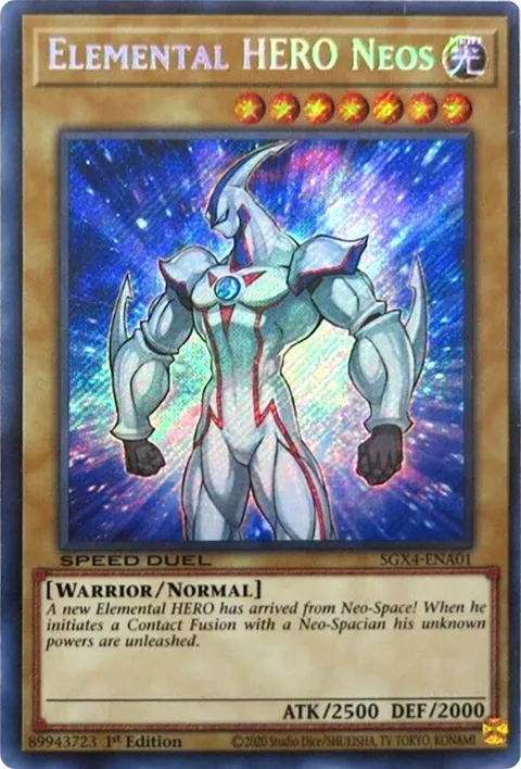 Elemental HERO Neos Secret Rare SGX4-ENA01 Yu-Gi-Oh card from Speed Duel GX: Midterm Destruction