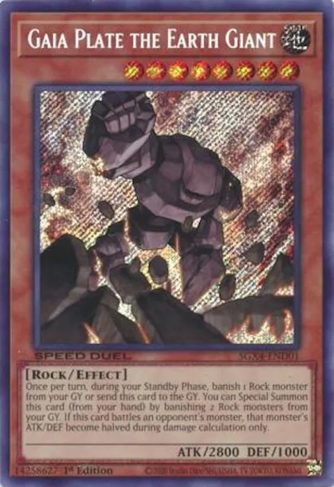 Gaia Plate the Earth Giant Secret Rare SGX4-END01 Yu-Gi-Oh card from Speed Duel GX: Midterm Destruction