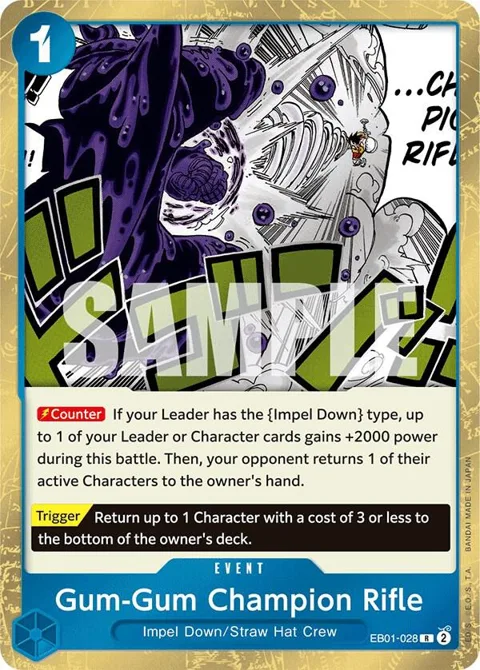 Gum-Gum Champion Rifle EB01-028 One Piece card from Extra Booster: Memorial Collection
