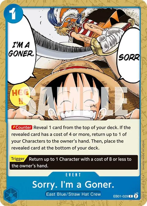 Sorry. I'm a Goner. EB01-029 One Piece card from Extra Booster: Memorial Collection
