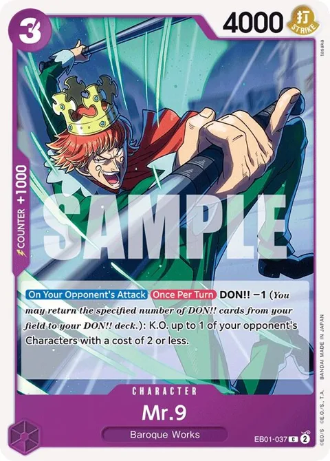 Mr. 9 EB01-037 One Piece card from Extra Booster: Memorial Collection