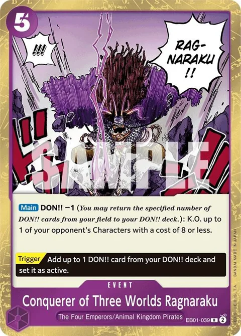 Conquerer of Three Worlds Ragnaraku EB01-039 One Piece card from Extra Booster: Memorial Collection