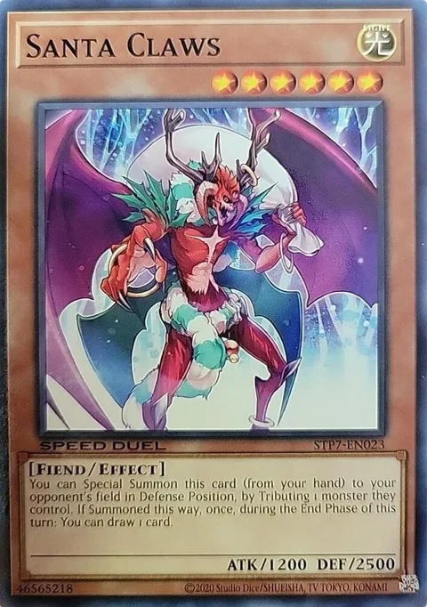 Santa Claws STP7-EN023 Yu-Gi-Oh card from Speed Duel: Tournament Pack 7
