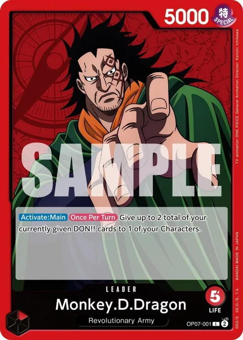 Monkey.D.Dragon OP07-001 One Piece card from 500 Years in the Future