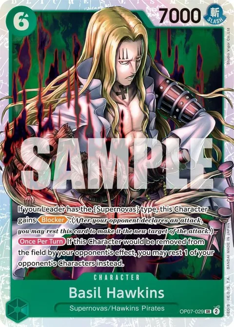 Basil Hawkins OP07-029 One Piece card from 500 Years in the Future