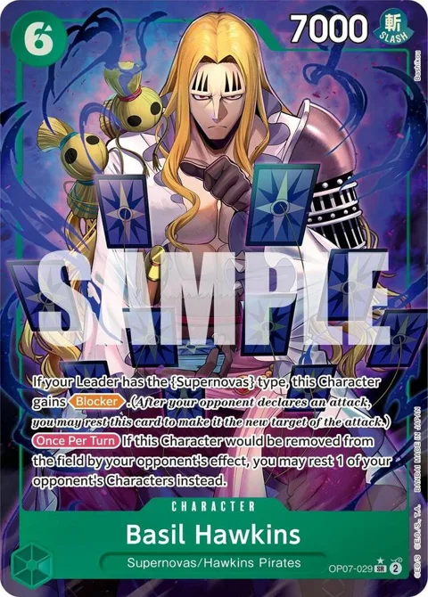 Basil Hawkins Alt Art OP07-029 One Piece card from 500 Years in the Future