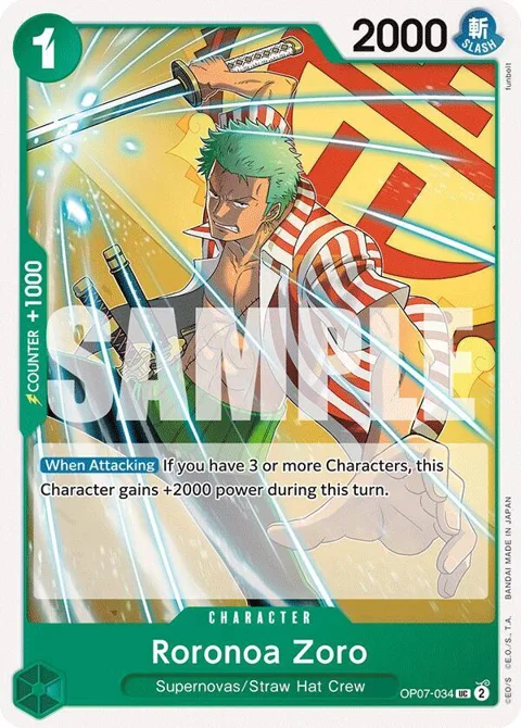 Roronoa Zoro OP07-034 One Piece card from 500 Years in the Future