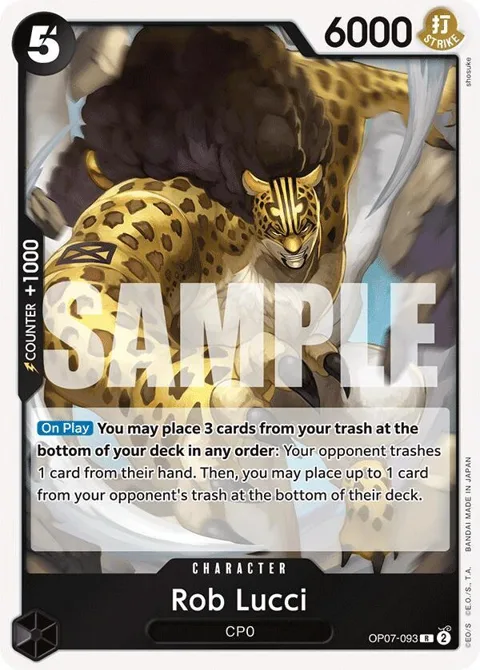 Rob Lucci OP07-093 One Piece card from 500 Years in the Future