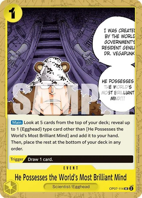 He Possesses the World's Most Brilliant Mind OP07-114 One Piece card from 500 Years in the Future