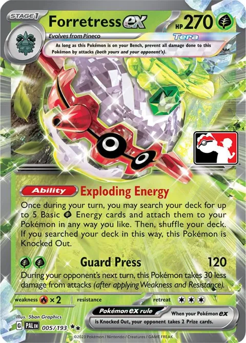 Forretress ex #005/193 Holofoil Pokémon card from Prize Pack Series Cards