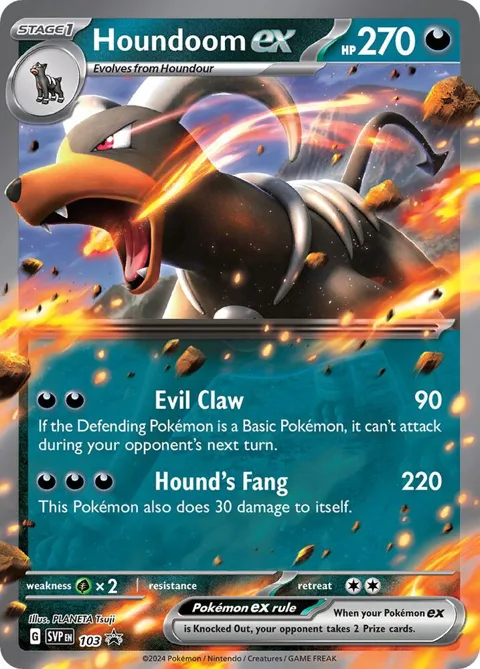 Houndoom ex #103 Holofoil Pokémon card from Scarlet & Violet Promo Cards