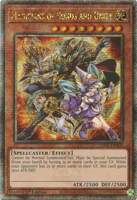 Magicians of Bonds and Unity Quarter Century Secret Rare LEDE-EN000 Yu-Gi-Oh card from Legacy of Destruction