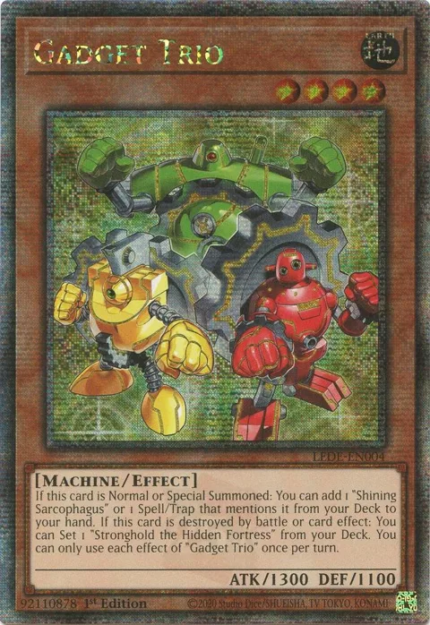 Gadget Trio Quarter Century Secret Rare LEDE-EN004 Yu-Gi-Oh card from Legacy of Destruction