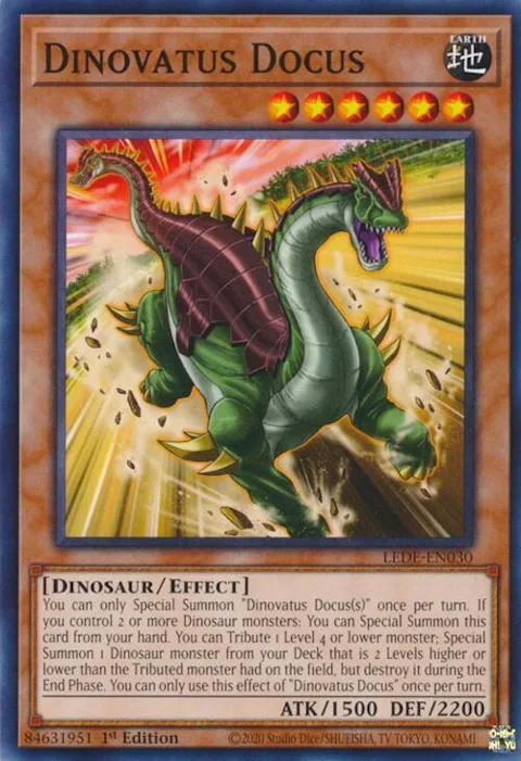 Dinovatus Docus LEDE-EN030 Yu-Gi-Oh card from Legacy of Destruction