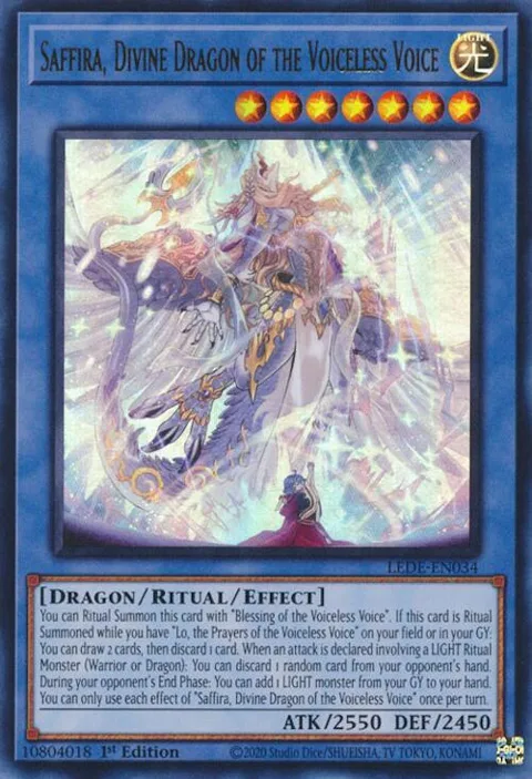 Saffira, Divine Dragon of the Voiceless Voice LEDE-EN034 Yu-Gi-Oh card from Legacy of Destruction