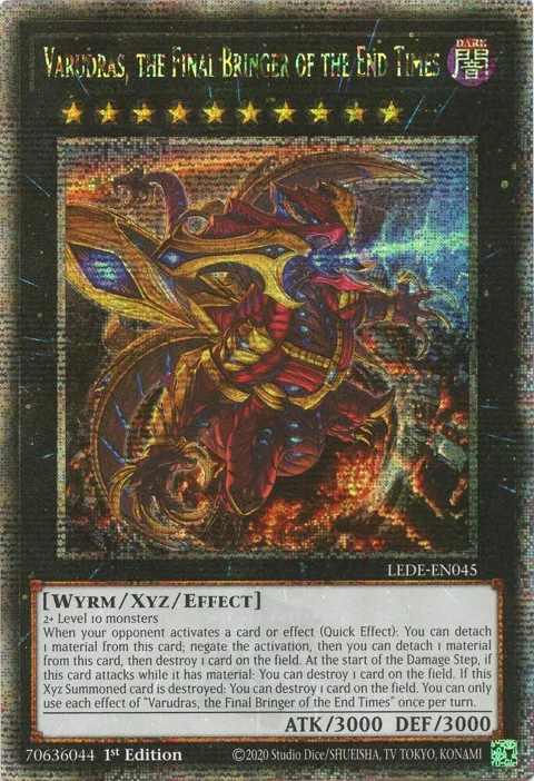 Varudras, the Final Bringer of the End Times Quarter Century Secret Rare LEDE-EN045 Yu-Gi-Oh card from Legacy of Destruction
