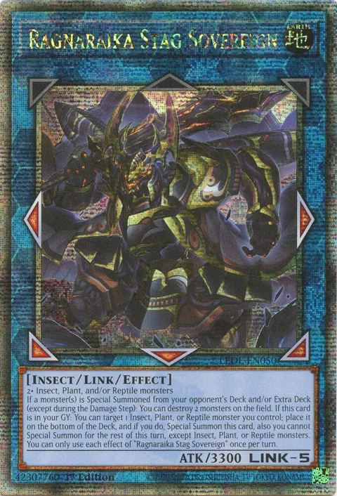 Ragnaraika Stag Sovereign Quarter Century Secret Rare LEDE-EN050 Yu-Gi-Oh card from Legacy of Destruction
