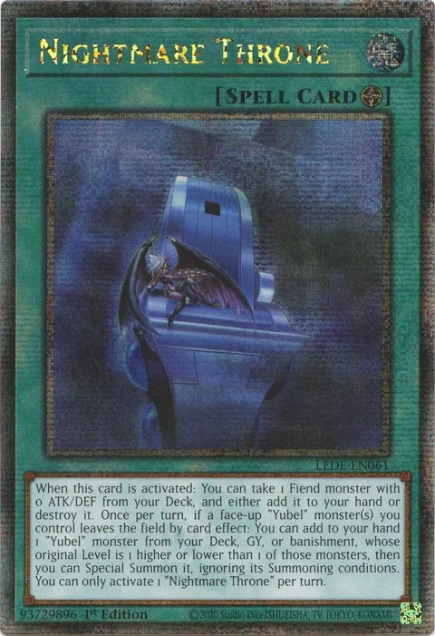 Nightmare Throne Quarter Century Secret Rare LEDE-EN061 Yu-Gi-Oh card from Legacy of Destruction