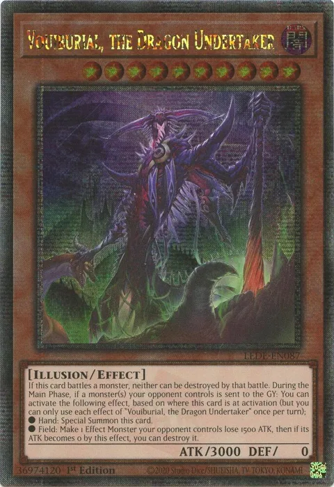 Vouiburial, the Dragon Undertaker Quarter Century Secret Rare LEDE-EN087 Yu-Gi-Oh card from Legacy of Destruction