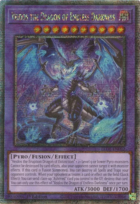 Veidos the Dragon of Endless Darkness Quarter Century Secret Rare LEDE-EN092 Yu-Gi-Oh card from Legacy of Destruction