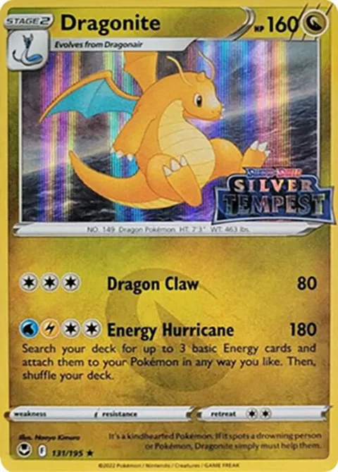 Dragonite Silver Tempest Stamped #131/195 Holofoil Pokémon card from Sword & Shield Promo Cards