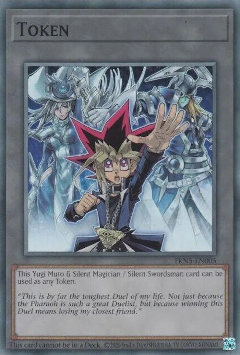 Token: Yugi Muto and Silent Magician and Silent Swordsman TKN5-EN005 Yu-Gi-Oh card from Legacy of Destruction