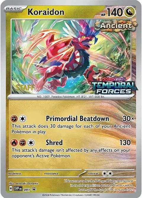Koraidon - 091 Prerelease [Staff] #091 Holofoil Pokémon card from Scarlet & Violet Promo Cards