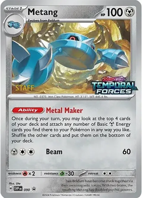 Metang - 090 Prerelease [Staff] #090 Holofoil Pokémon card from Scarlet & Violet Promo Cards