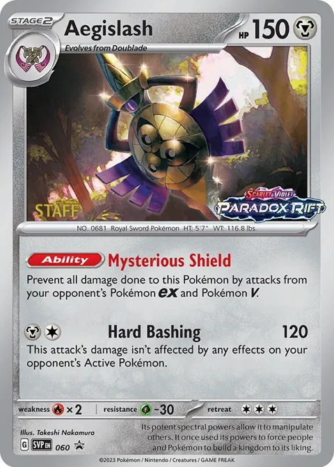Aegislash - 060 Prerelease [Staff] #060 Holofoil Pokémon card from Scarlet & Violet Promo Cards