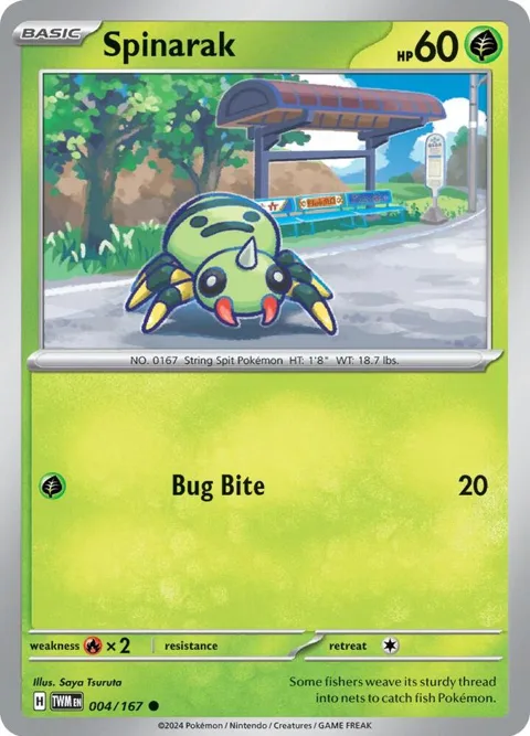 Spinarak #004/167 Pokémon card from Twilight Masquerade