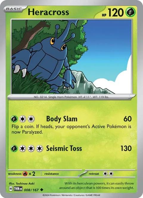 Heracross #008/167 Pokémon card from Twilight Masquerade