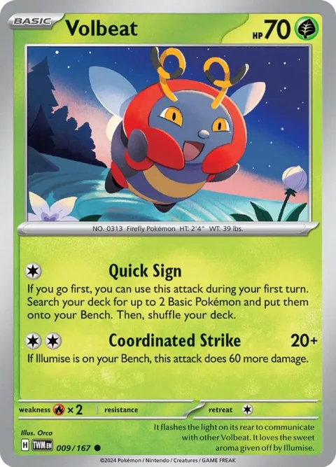 Volbeat #009/167 Pokémon card from Twilight Masquerade