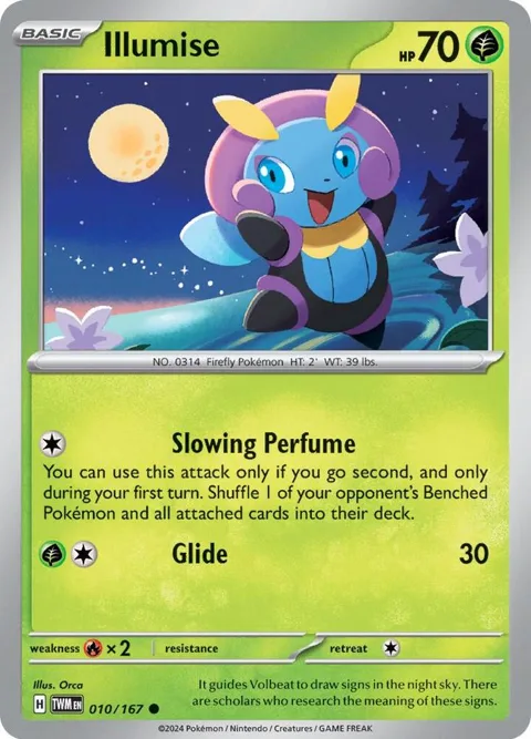 Illumise #010/167 Reverse Holofoil Pokémon card from Twilight Masquerade