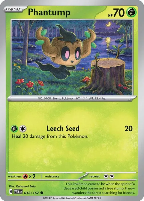Phantump #012/167 Reverse Holofoil Pokémon card from Twilight Masquerade