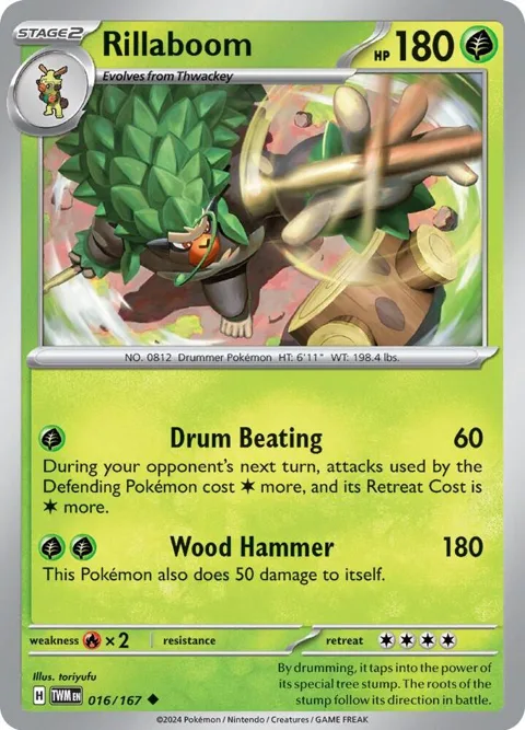 Rillaboom #016/167 Pokémon card from Twilight Masquerade