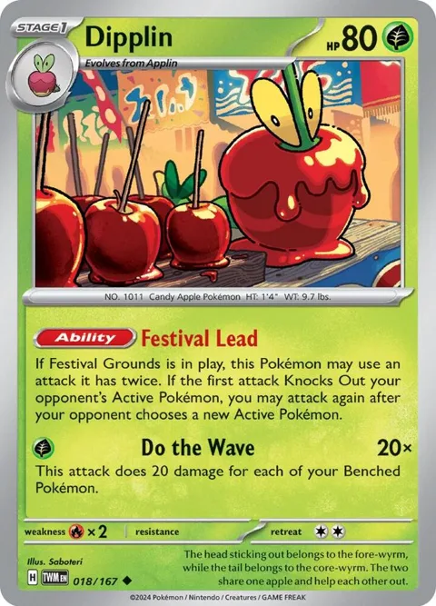 Dipplin #018/167 Reverse Holofoil Pokémon card from Twilight Masquerade