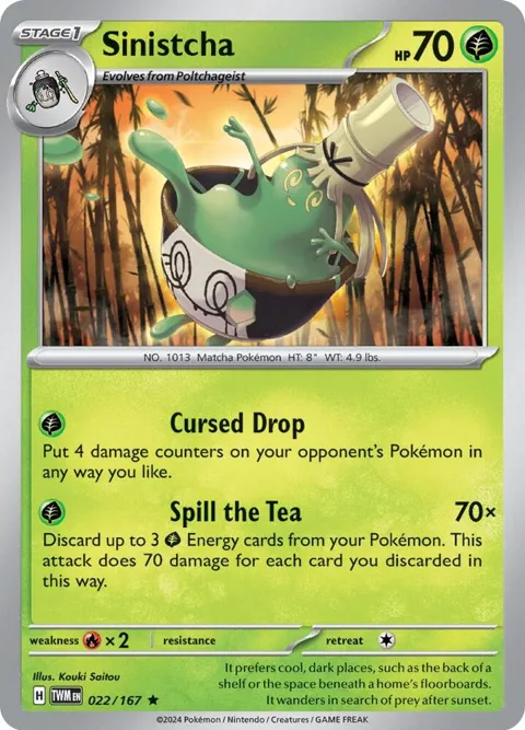 Sinistcha #022/167 Reverse Holofoil Pokémon card from Twilight Masquerade