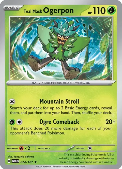 Teal Mask Ogerpon #024/167 Holofoil Pokémon card from Twilight Masquerade