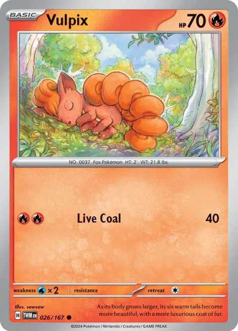Vulpix #026/167 Reverse Holofoil Pokémon card from Twilight Masquerade