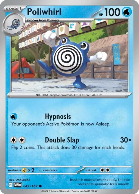 Poliwhirl #042/167 Reverse Holofoil Pokémon card from Twilight Masquerade