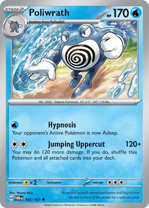 Poliwrath #043/167 Pokémon card from Twilight Masquerade