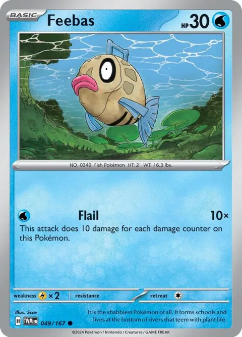 Feebas #049/167 Reverse Holofoil Pokémon card from Twilight Masquerade