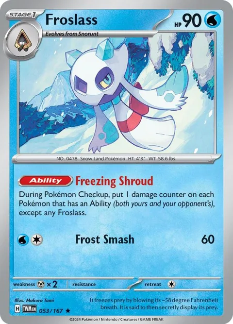 Froslass #053/167 Reverse Holofoil Pokémon card from Twilight Masquerade