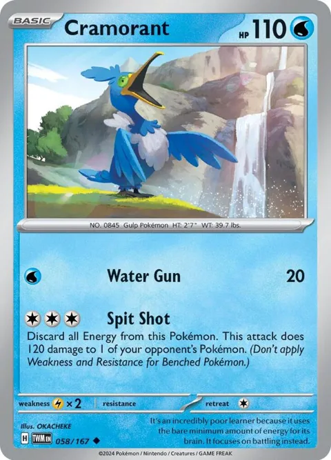 Cramorant #058/167 Pokémon card from Twilight Masquerade