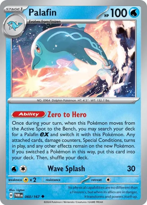 Palafin #060/167 Reverse Holofoil Pokémon card from Twilight Masquerade