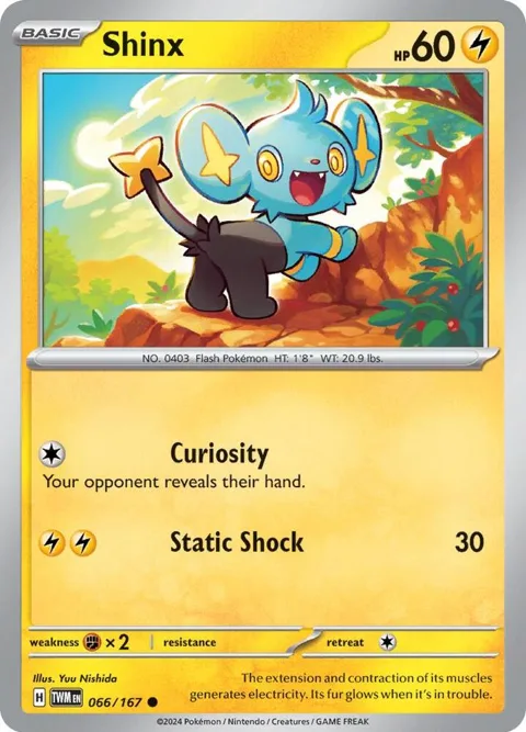 Shinx #066/167 Reverse Holofoil Pokémon card from Twilight Masquerade