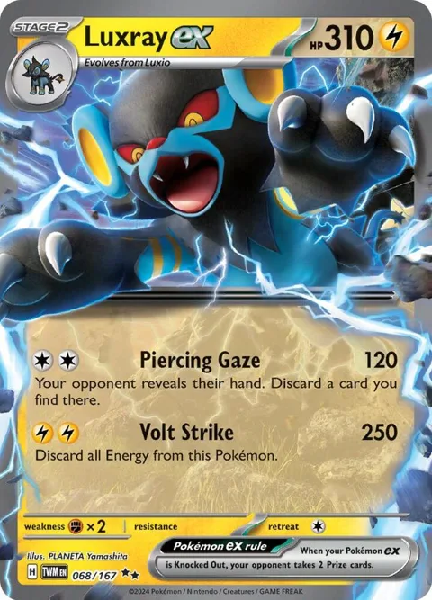 Luxray ex #068/167 Holofoil Pokémon card from Twilight Masquerade