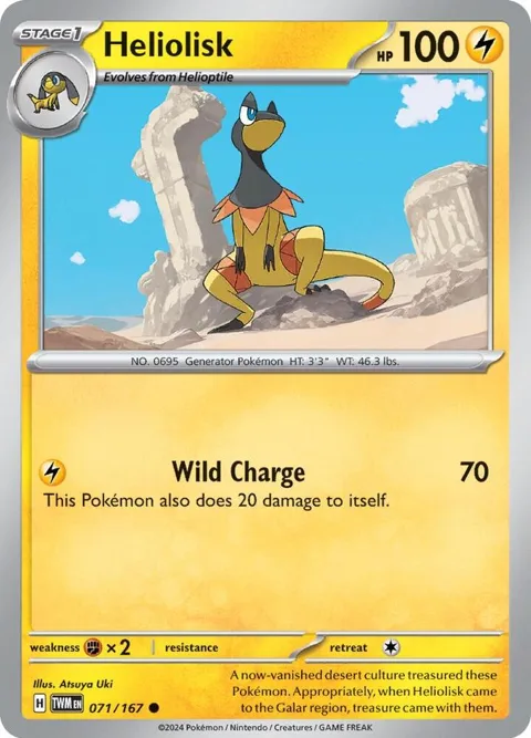 Heliolisk #071/167 Reverse Holofoil Pokémon card from Twilight Masquerade